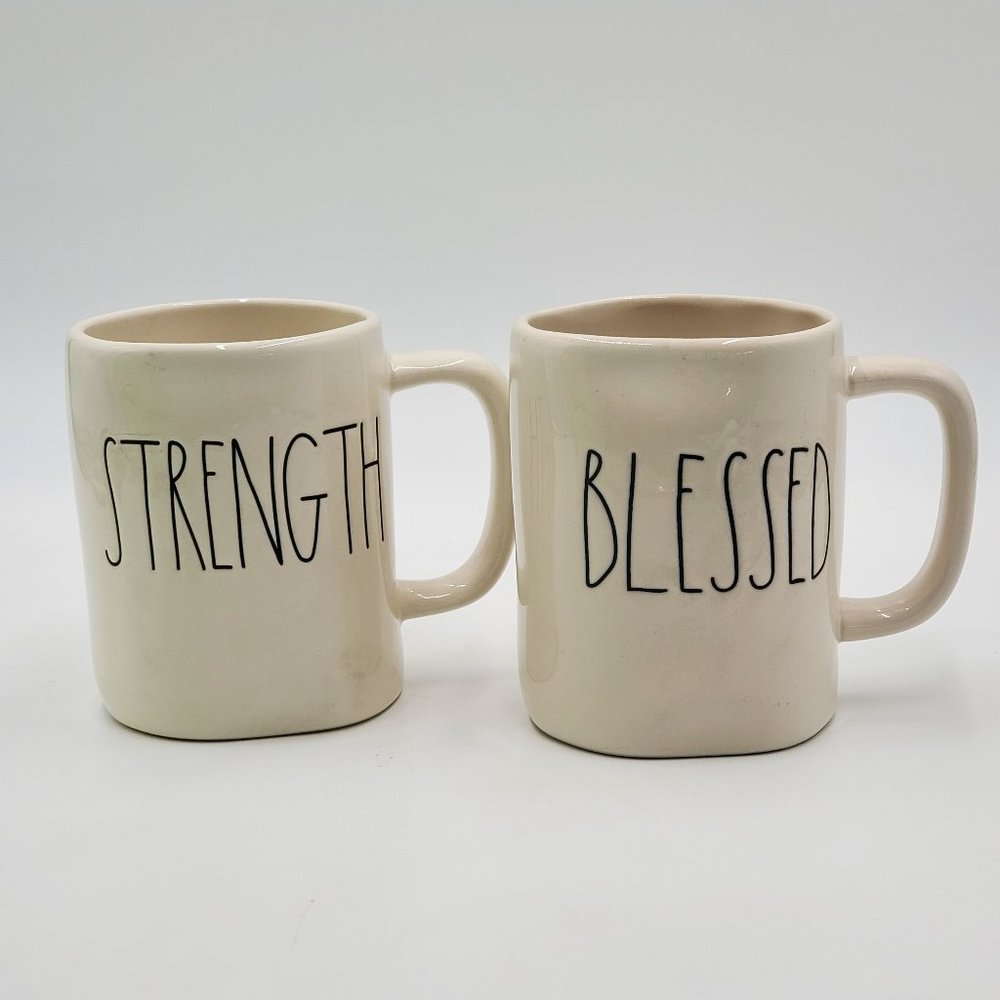 Rae Dunn Pottery Mugs “STRENGH” & “BLESSED” - Picture 5 of 14